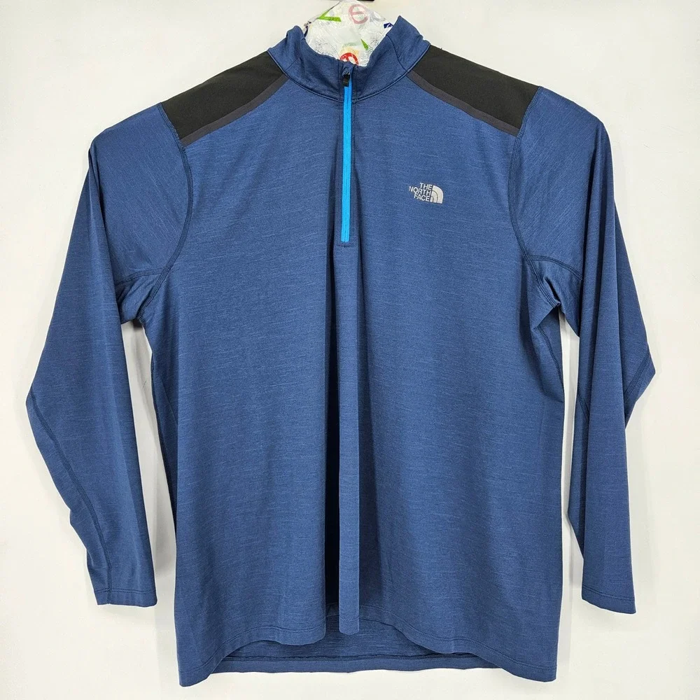 North Face Pullover Mens XXL Blue Quarter Zip Fleece Sweater‎ Outdoor Kilowatt